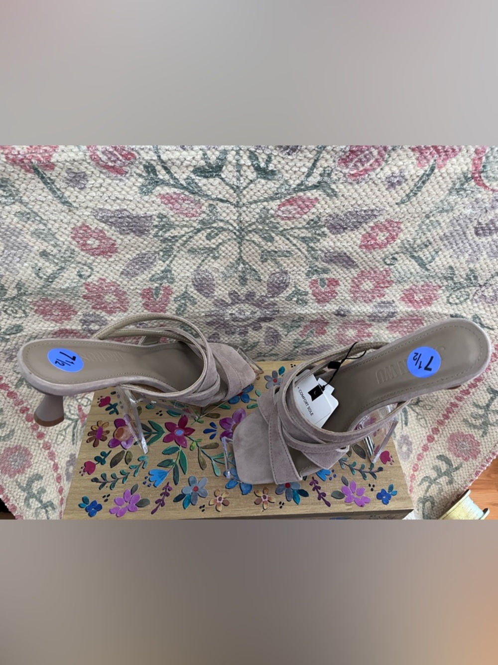 NWT Jason Wu Kims Suede Square Toe Kitten Sandal - Picture 9 of 11